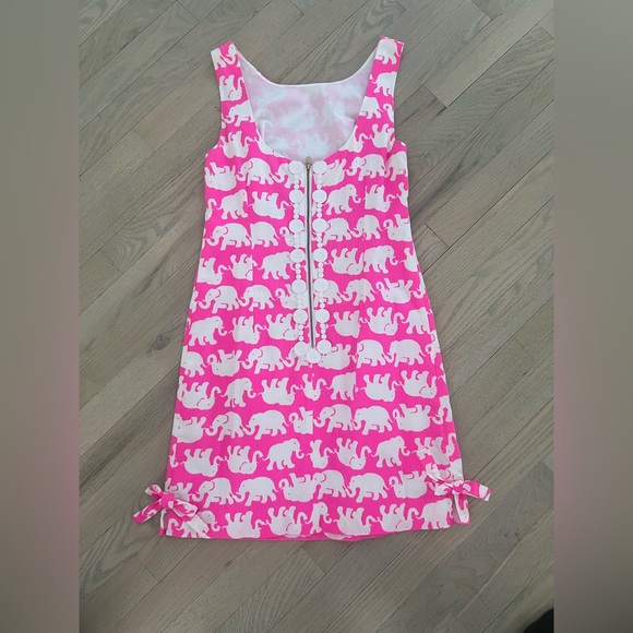Lilly Pulitzer Hot Pink & White Elephant Print Sleeveless Sheath Dress Size 0. - Picture 7 of 15